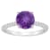 8mm Round Amethyst and 1/10 ctw Diamond Rhodium Over Sterling Silver Ring
