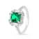 Green Lab Created Emerald and Moissanite Rhodium Over Sterling Silver
Halo Design Ring
