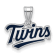 Rhodium Over Sterling Silver MLB Minnesota Twins LogoArt Enameled Pendant