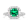 Green Lab Created Emerald and Moissanite Rhodium Over Sterling Silver
Halo Design Ring