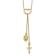 14K Yellow Gold Polished Heart with Dangle Cross and Religious Medal Necklace