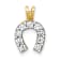 10k Yellow Gold and Rhodium Over 10k Yellow Gold Small Cubic Zirconia
Horseshoe Charm