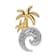 14k Two-tone Gold Diamond Double Palm Tree and Wave Chain Slide Pendant