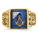 10K Yellow Gold Men's Lab Created Sapphire and Diamond Lodge Masonic Ring