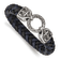 Black and Blue Leather and Stainless Steel Antiqued and Polished
8.25-inch Bracelet