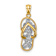 14k Two-tone Gold Polished and Textured Floral Flip-Flop Pendant