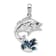 Rhodium Over Sterling Silver Enameled Jumping Bass Fish Pendant