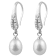 7-8mm White Cultured Freshwater Pearl and Cubic Zirconia Rhodium Over
Sterling Silver Earrings