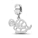 Rhodium Over Sterling Silver LogoArt Delta Zeta Turtle on Bead