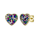 Multi-Color CZ Pave Heart Stud Earrings In 14K Gold Over Brass