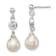 Sterling Silver Polished Freshwater Cultured Pearl and CZ Post Dangle Earrings