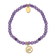 Yellow Stainless Steel Polished Eye of Horus Purple Jade Stretch Bracelet