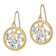 14k Two-tone Diamond-Cut Textured Leaves Round Dangle Earrings