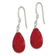 Sterling Silver Polished Faceted Red Jadeite Teardrop Dangle Earrings