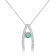 Round Emerald and White Sapphire Sterling Silver Pendant With Chain