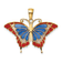 14k Yellow Gold Multi-Color Enameled Butterfly Pendant