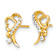14k Yellow Gold Polished Cubic Zirconia and Heart Stud Earrings