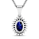 1.30ctw 14K White Gold Blue Sapphire and White Diamond Pendant with 18
inch Cable Chain