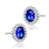 Sapphire Color CZ Halo Stud Earrings In Sterling Silver