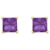 4mm Princess Cut Amethyst 14k Yellow Gold Stud Earrings