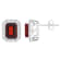8x6mm Emerald Cut Garnet And White Topaz Accent Rhodium Over Sterling
Silver Halo Stud Earrings