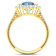 Round Blue Aquamarine and Diamond 14K Yellow Gold Halo Ring 3.29 ctw