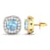 1.50ctw 14K Yellow Gold Cushion Aquamarine and White Diamond Halo Earrings