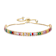 Multi-Color CZ Bolo Bracelet In 14K Gold Over Brass