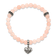 Stainless Steel Antiqued and Polished Pink Jade LOVE YOU Stretch Bracelet