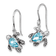 Rhodium Over Sterling Silver Crystal Turtle Dangle Earrings