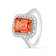 Peach Orange Lab Created Padparadscha Sapphire & Moissanite Rhodium
Over Silver Halo Ring