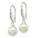 Rhodium Over Sterling Silver 7-8mm Shell Pearl and CZ Dangle Earrings