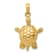 14k Yellow Gold Solid 3D Polished and Textured Moveable Turtle Pendant