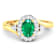 0.83ctw Green Emerald and Diamond 14K Yellow Gold Halo Ring