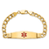 14k Yellow Gold Medical Soft Diamond Shape Red Enamel Curb Link ID Bracelet