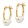 14K Yellow Gold White Semi-round Freshwater Cultured 3 Pearl Hoop Earrings