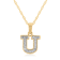White Diamond Accent 10k Yellow Gold U Initial Pendant With 18” Rope Chain