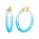 14K Yellow Gold Over Sterling Silver Painted Hoops in Ombre Blue