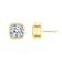 Cushion-Cut CZ Bezel-Set Stud Earrings In 14K Gold Over Brass