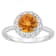 7mm Round Citrine And White Topaz Accents Rhodium Over Sterling Silver
Halo Ring