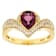Grape Color Garnet Pear And White Zircon Ring In 18K Gold Over Sterling
Silver 1.86ctw