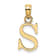 14k Yellow Gold Polished Block Letter S Initial Pendant