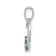 Rhodium Over 14k White Gold Heart and Flower Pendant with Diamond and Emerald