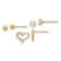 14K Yellow Gold Polished CZ Ball and Heart Post Earring Set