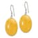 Sterling Silver Polished Yellow Jadeite Oval Dangle Earrings
