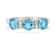 Blue Topaz Rhodium Over Sterling Silver Round Moissanite 3-Stone Ring