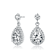 Pear Shape CZ Halo Drop Earrings In Sterling Silver