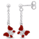 Children's Cubic Zirconia Red Enamel Butterfly Drop Earrings in Sterling Silver