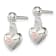 Sterling Silver Pink Enamel Flower Heart Children's Post Dangle Earrings