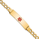 14k Yellow Gold Medical Red Enamel Curb Link ID Bracelet